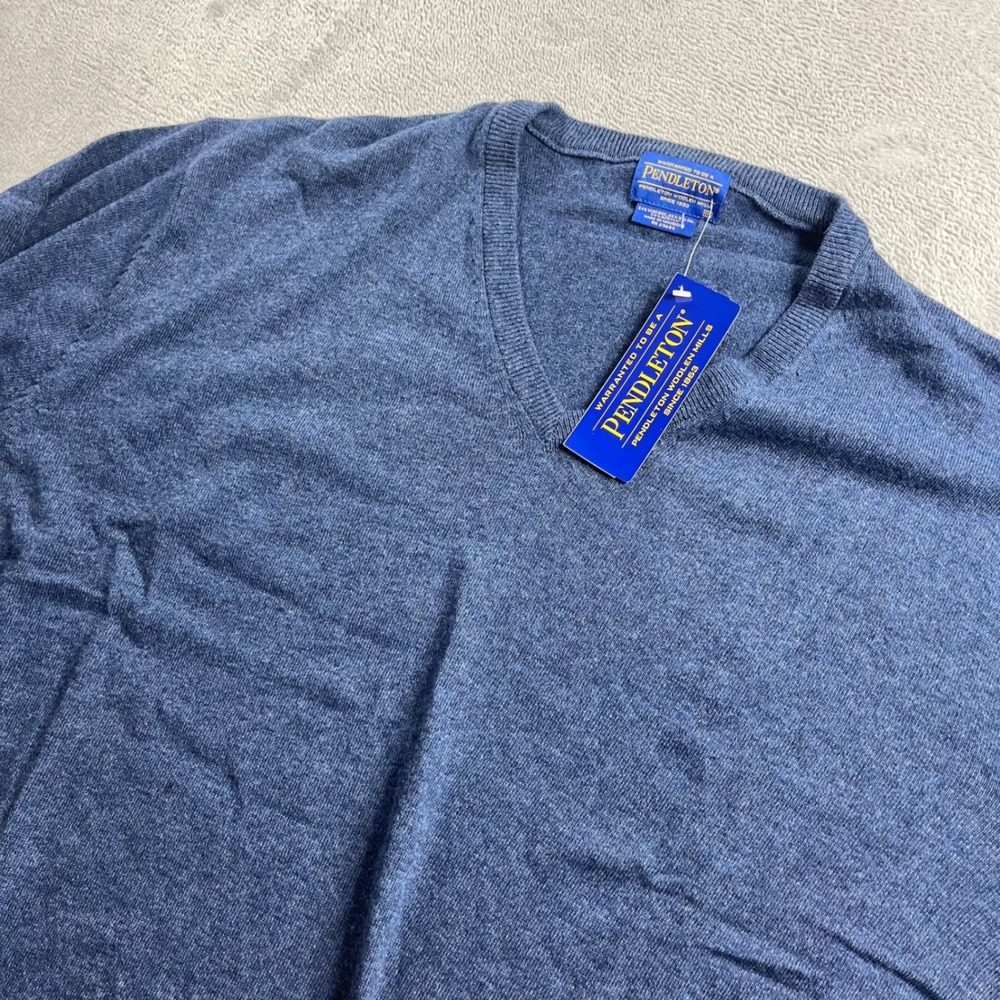 Pendleton Mens‎ Blue V-Neck Sweater Viscose Blend Pullover XXL New 11250